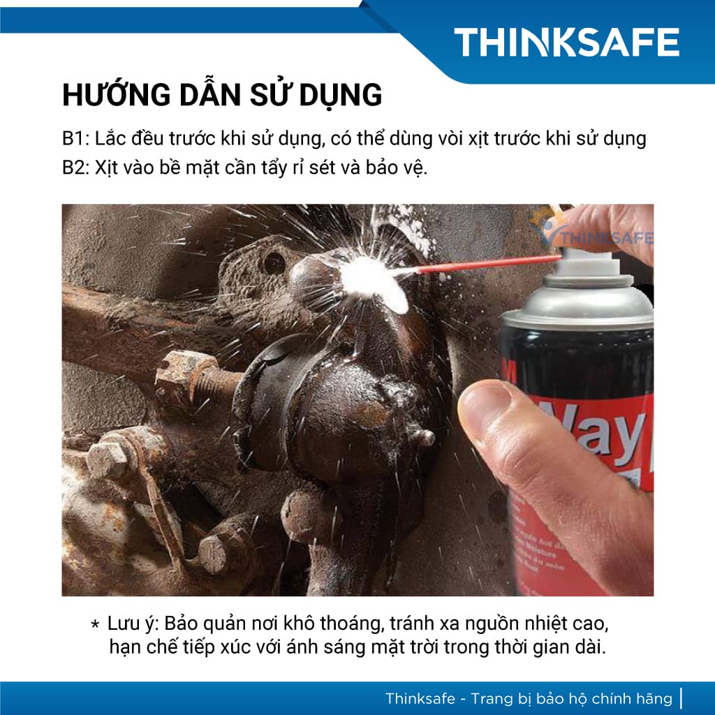 Chai xịt chống rỉ sét 3M Thinksafe, bình xịt bảo dưỡng chống ăn mòn, bôi chơn, sửa chữa các vết rỉ set - 5W