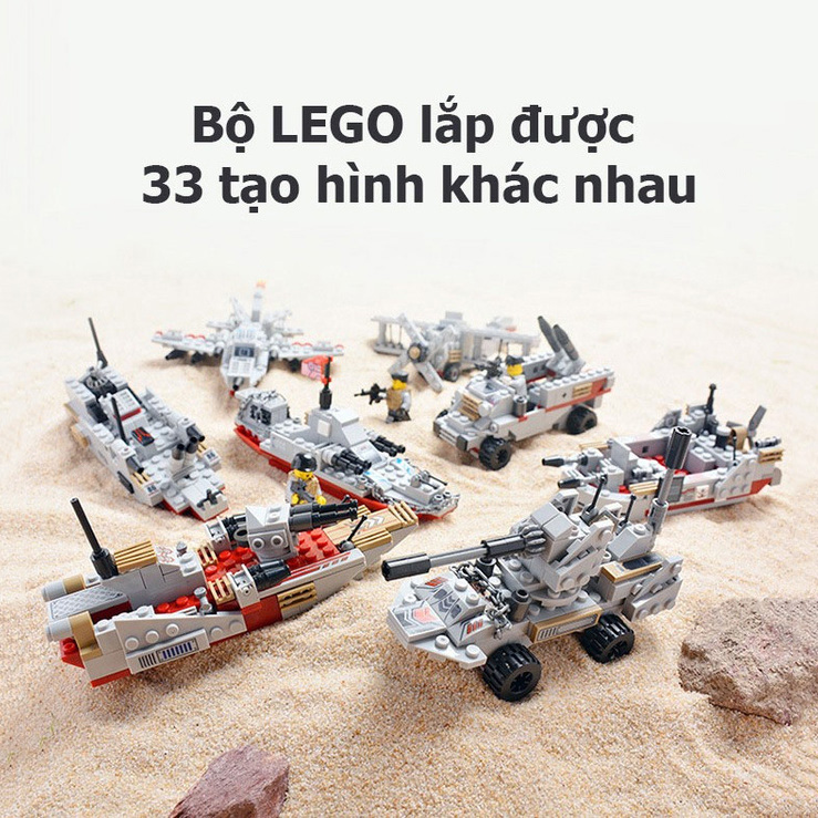 ĐỒ CHƠI LẮP GHÉP XẾP HÌNH MÔ HÌNH CHIẾN HẠM CHIẾN THUYỀN 8 IN 1 PHÁT TRIỂN TƯ DUY CHO BÉ