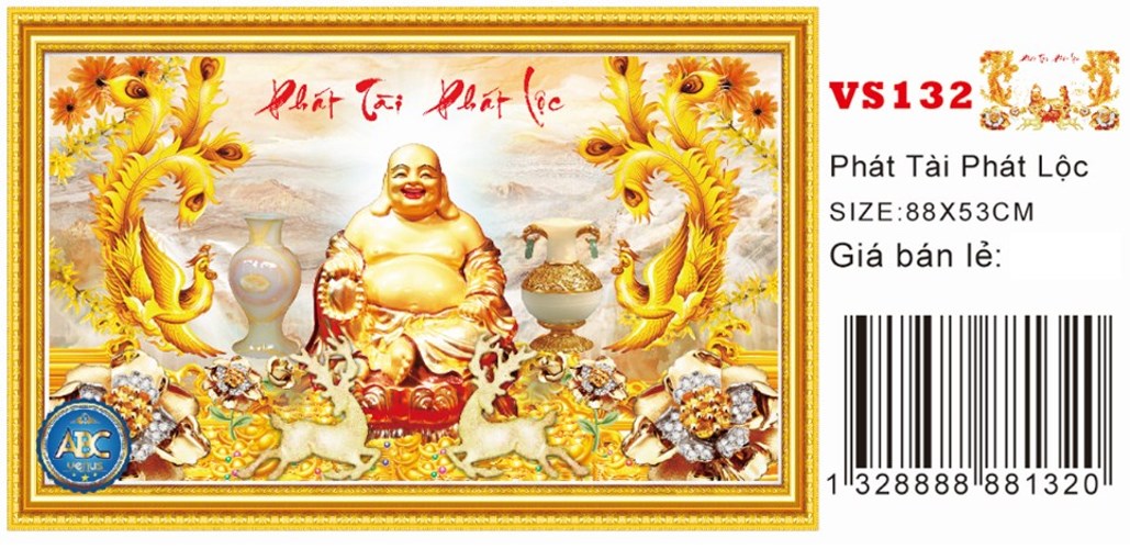 Tranh đính đá phát tài phát lộc VS132 - 88 x 53 cm - chưa đính