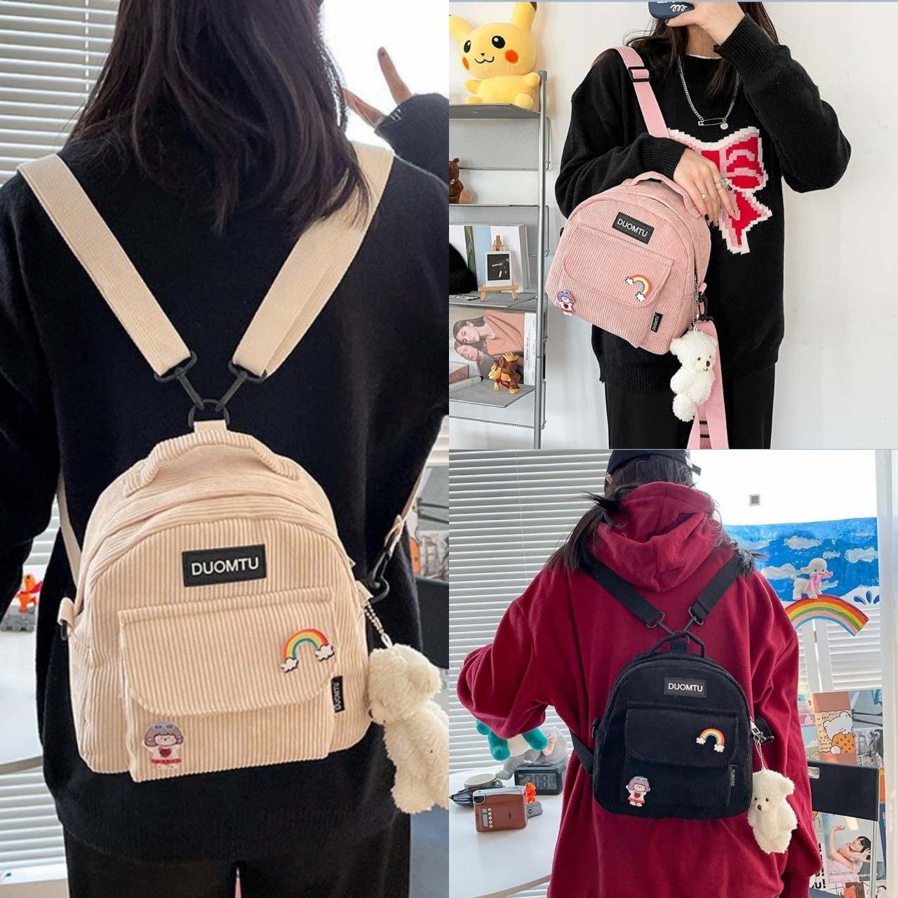 Balo Nữ Vải Nhung Đeo Vai