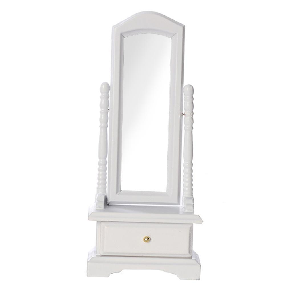 1:12 Dolls House Wooden Mirror DIY Miniature Toys Decor White