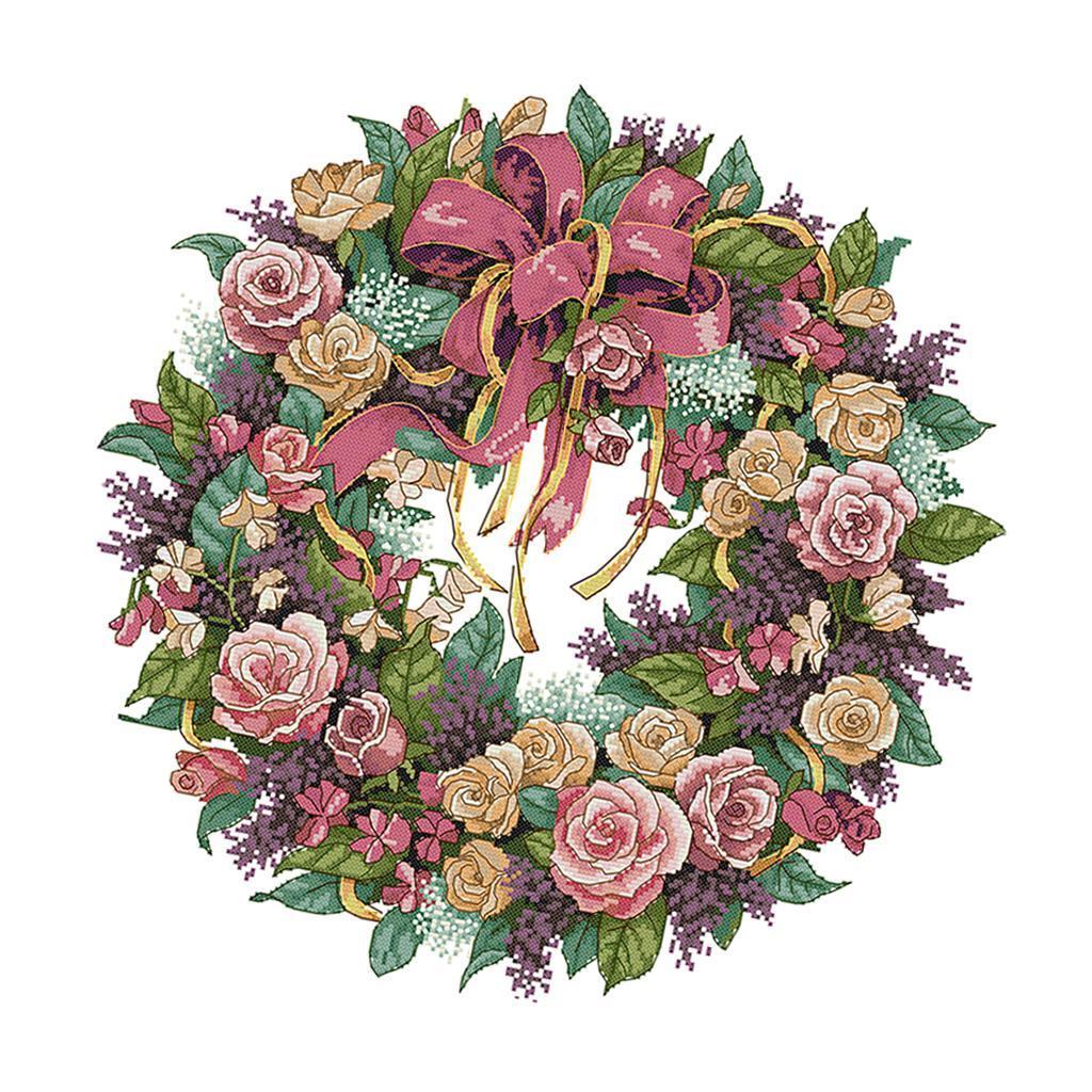 Flower Stamped Cross Stitch Kits DIY Needlework for Beginners - 14CT 45x45cm