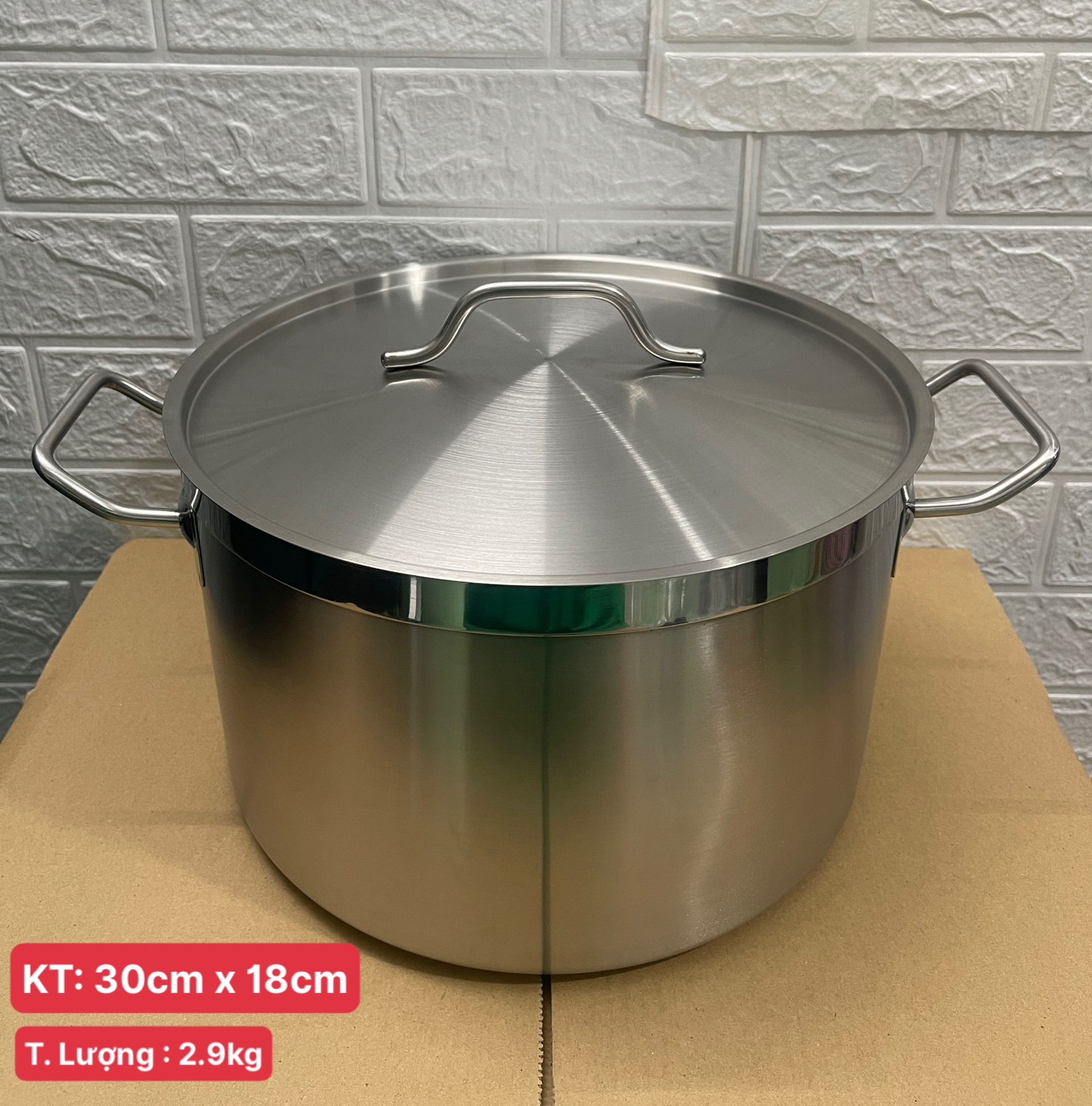 Nồi Inox 2 Quai Cao Cấp 3 Đáy _ Dung Tích: 9.8Lít _