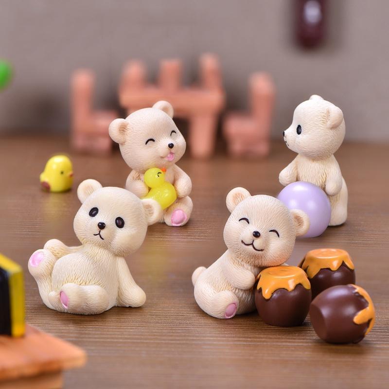 Tiểu cảnh mini ️ Mô hình gấu nâu đáng yêu trang trí tiểu cảnh sen đá, sân vườn, terrarium