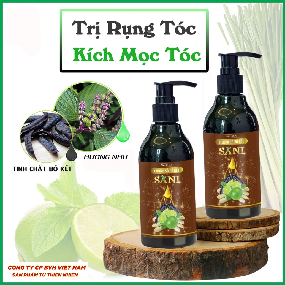 Dầu Gội Thảo Mộc Thiên Nhiên Cô Đặc SANI 300 ml .Dầu gội thảo mộc sạch gàu, nấm ngứa, chống, ngăn rụng tóc, mọc tóc