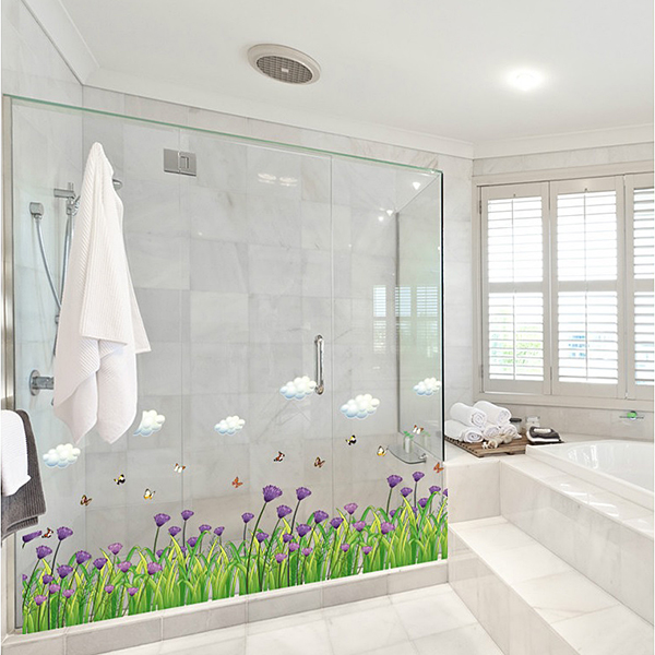 Decal Dán Chân Tường Hoa Cúc Tím - 2 Bộ (40 x 270 cm)