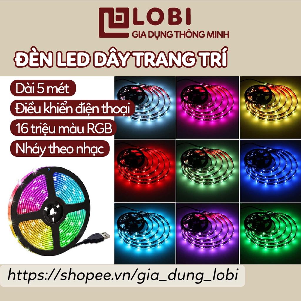 Đèn led Tiktok 5m RGB 16 triệu màu điều khiển bằng điện thoại nháy theo nhạc cuộn dây led đổi màu trang trí