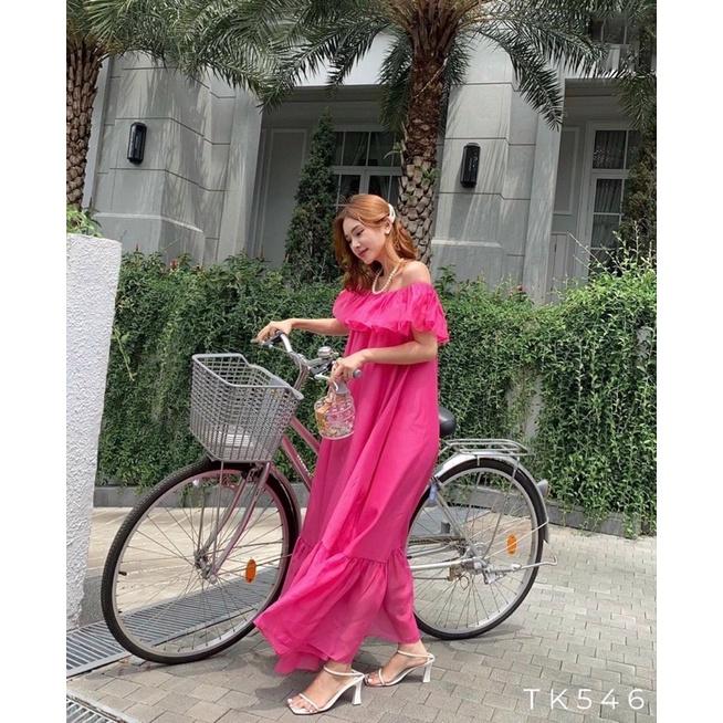 ĐẦM TRỄ VAI MAXI NHIỀU MÀU