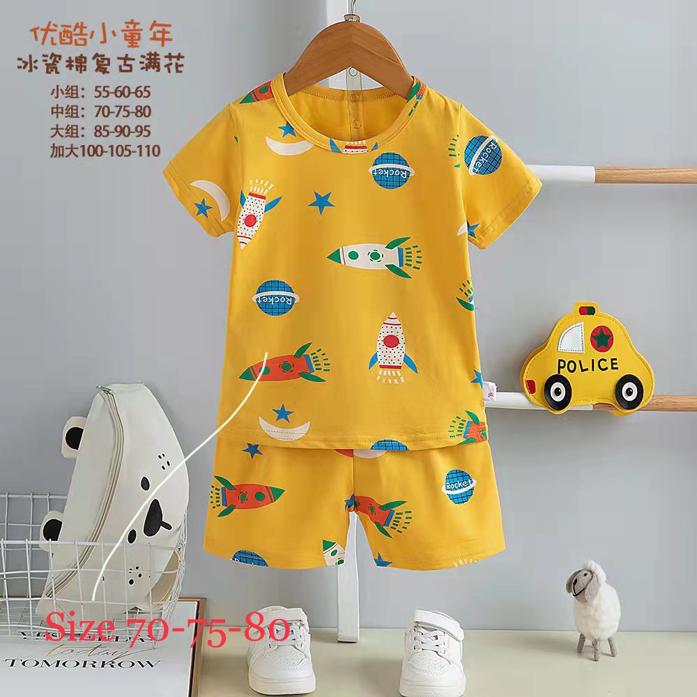 (15-25kg) Đồ bộ bé trai - Bộ thun Cotton Quảng Châu xuất Hàn cho bé trai từ 15-25kg (3-5 tuổi)