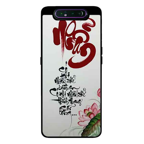 Ốp Lưng Dành Cho Samsung A80 mẫu Thư Pháp NHẪN Nền Vàng - Hàng Chính Hãng