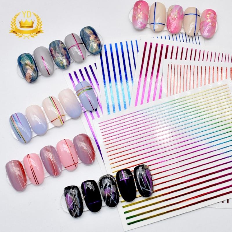 Miếng dán móng tay trang trí hình sọc 3D độc đáo