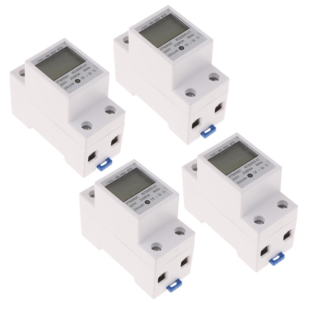 Phép Lạ Chiếu 4 20  220 V 50/60Hz DIN Đường Sắt KWH Watt Giờ Din-Đường Sắt Đồng Hồ Năng Lượng MÀN HÌNH LCD