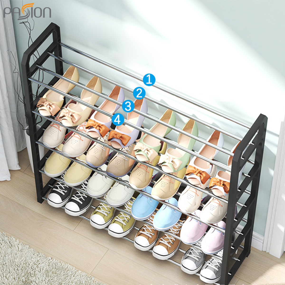 Kệ Để Giày Nhiều Tầng Khung Nhựa Thanh Ngang Thép Đẹp Bền