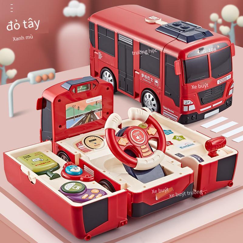 Phong cách mới nhất thông minh giáo dục sớm xe buýt bé biến dạng xe buýt xe ô tô lớn quà tặng mô phỏng giả đồ chơi lái xe