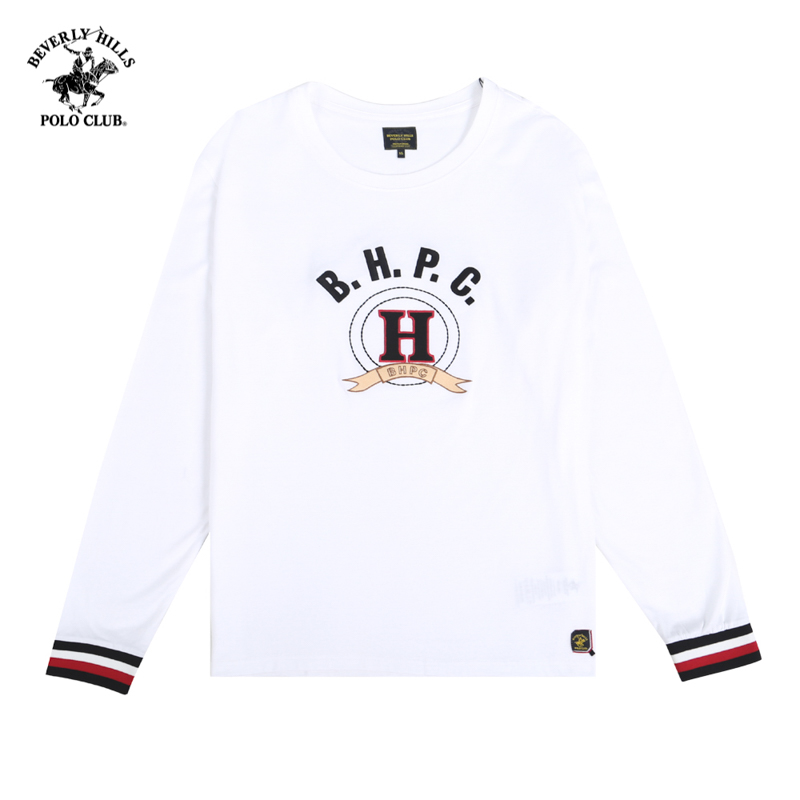 Áo Tshirt dài tay Nam Beverly Hills Polo Club Regular Fit Cotton Trắng TSMRLW21TL066