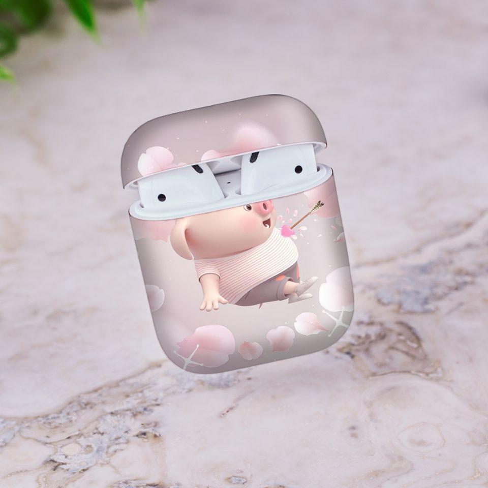 Miếng dán skin cho AirPods in hình Heo con dễ thương - HEO2k19-187 (AirPods ,1 2, Pro, TWS, i12)