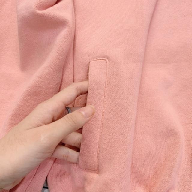 Áo Khoác Hoodie Dây Kéo Hồng Unisex