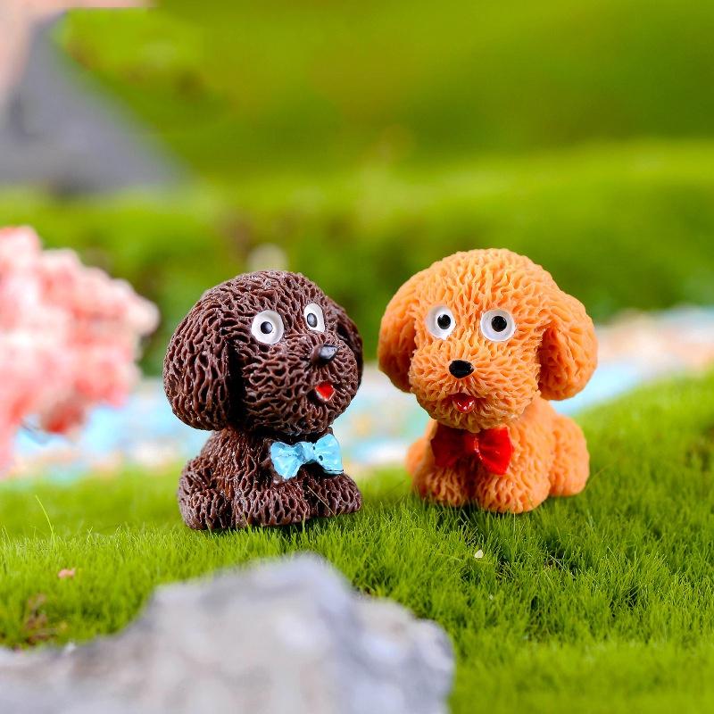 Mô hình chó bông đáng yêu trang trí tiểu cảnh, sân vườn, sen đá, terrarium