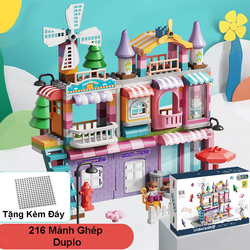 Đồ Chơi Lắp Ráp Mô Hình Duplo Cỡ Lớn Biệt Thự Cối Xay Gió Windmill Villa 1674 Với 216 Mảnh Ghép