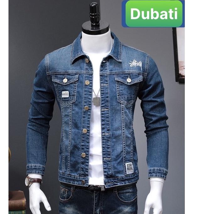 ÁO JEAN - ÁO KHOÁC JEAN CHẤT BÒ XANH ĐẬM THÊU CHỮ CAO CẤP HÀN QUỐC- DB 111- DUBATI FASHION