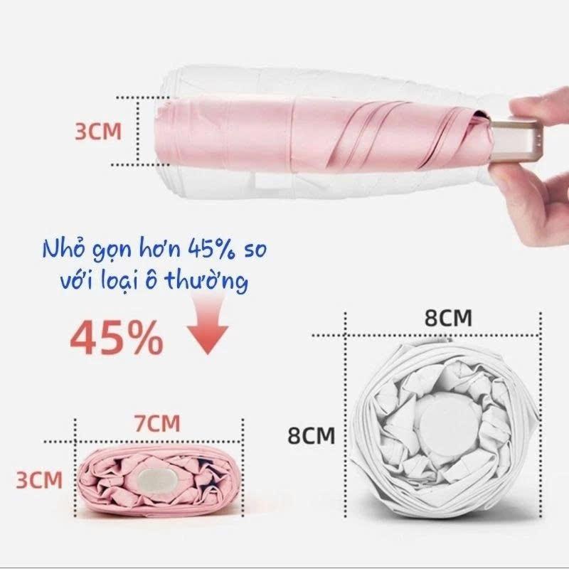 Bảo vệ UV Ô Dù Gấp Gọn Mini Bỏ Túi Ô Dù Che Mưa Đi Nắng UPF 50 Chống Tia Cực Tím Kích Thước Nhỏ Gọn