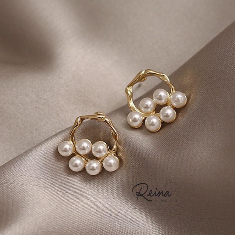 Khuyên tai nữ Baroque phOng cách Hàn Quốc bạc S925 Reina đính hạt cao cấp nữ tính