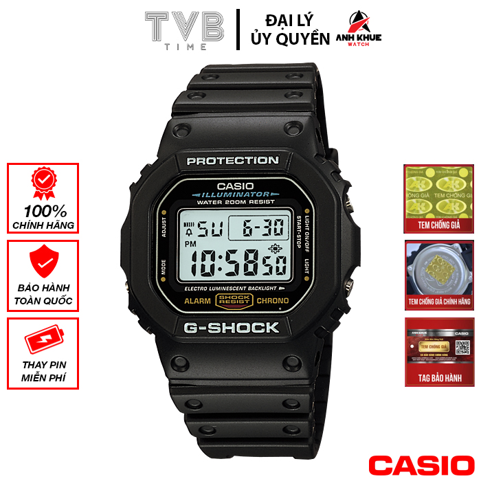 Đồng hồ nam dây nhựa Casio G-Shock chính hãng DW-5600E-1VDF