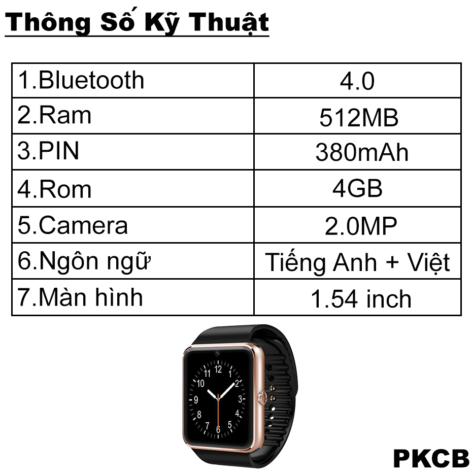 Đồng Hồ Thông Minh WiFi Smart Watch Cao cấp PKCB107 - Hàng Chính Hãng