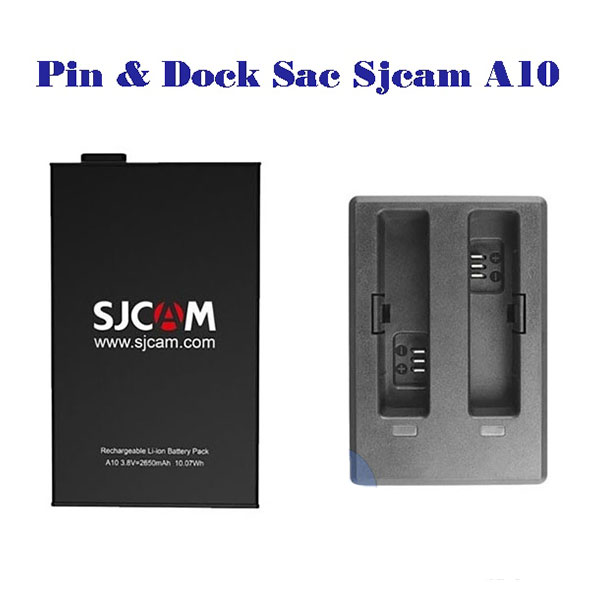 Pin và Dock sạc đôi cho Camera SJCAM A10 - Hàng nhập khẩu