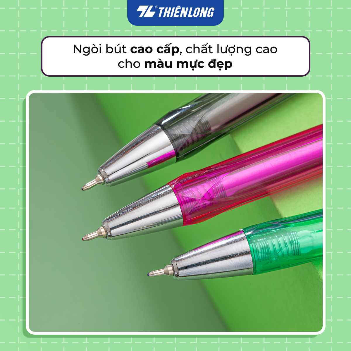 Combo 20 Bút Gel B Thiên Long GEL-B011 ngòi 0,5mm mực xanh đỏ đen kiểu dáng đơn giản có đệm mềm giúp cầm tay êm - Xanh
