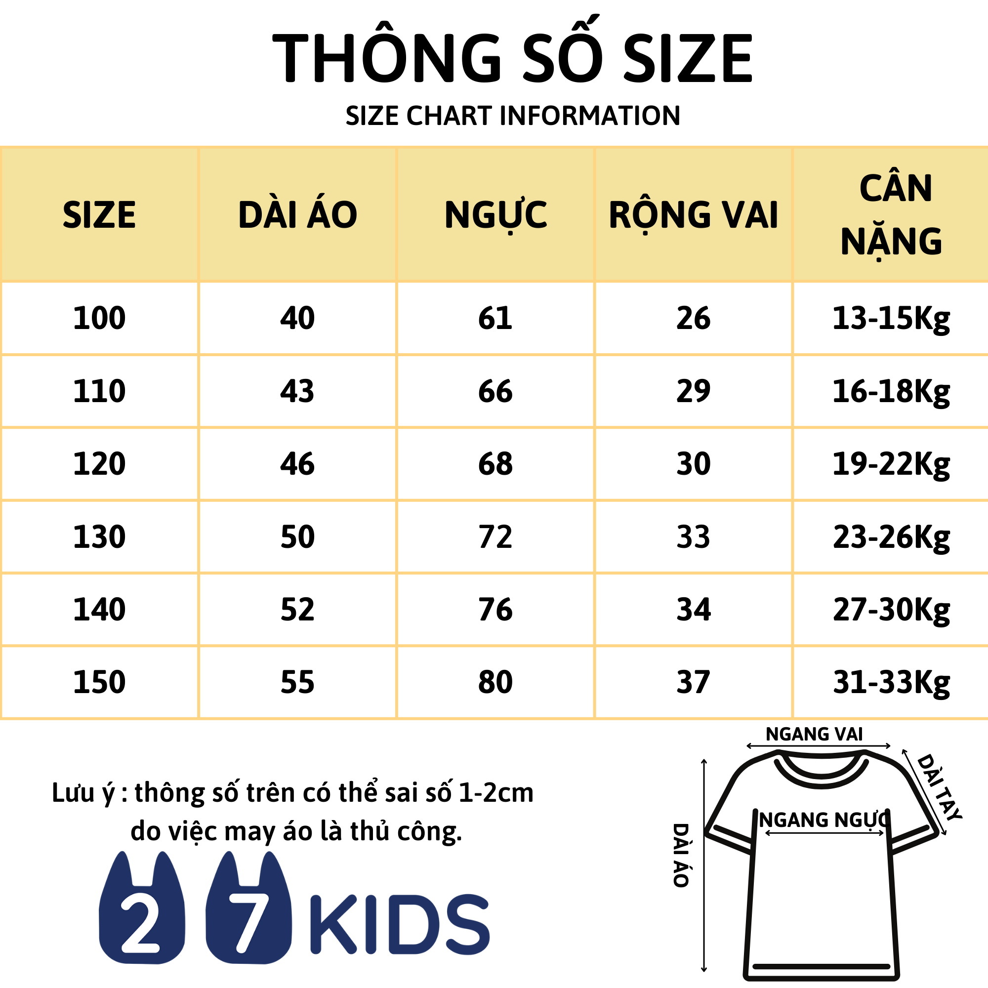Áo thun bé trai ngắn tay 27Kids Signature Premium áo cộc nam 100% Cotton cho trẻ từ 2-12 tuổi BSTS7