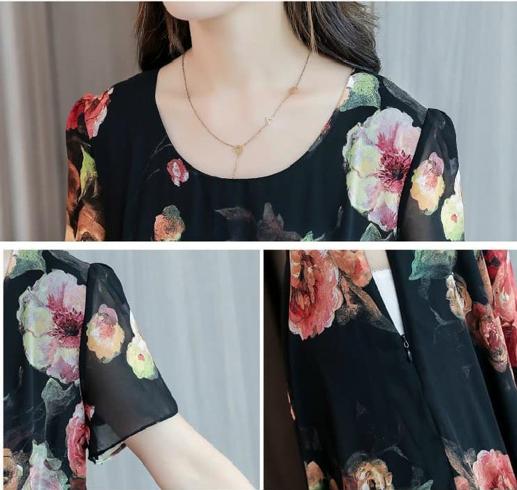 ĐẦM XÒE HỌA TIẾT HOA HỒNG