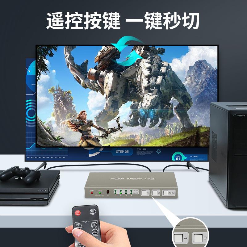 Đặc biệt ma trận hdmi 4 trong 2 ra Bộ chuyển đổi phân phối HD Bộ tách âm thanh HDMI 4K 4 trong 2 ra mở rộng 3D siêu rõ nét
