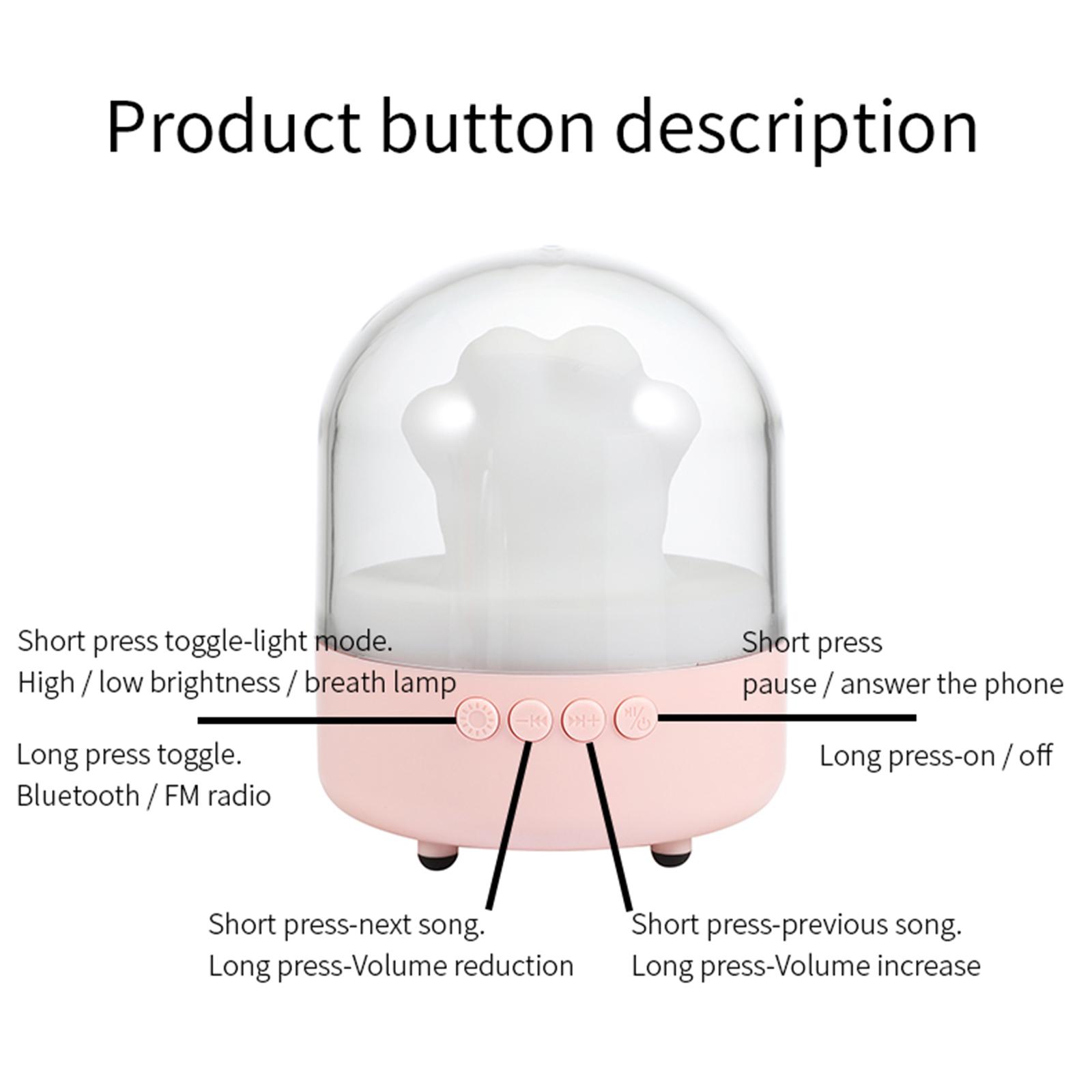 Night Light Bluetooth Speaker Table Music Player for Girl Kids Teens