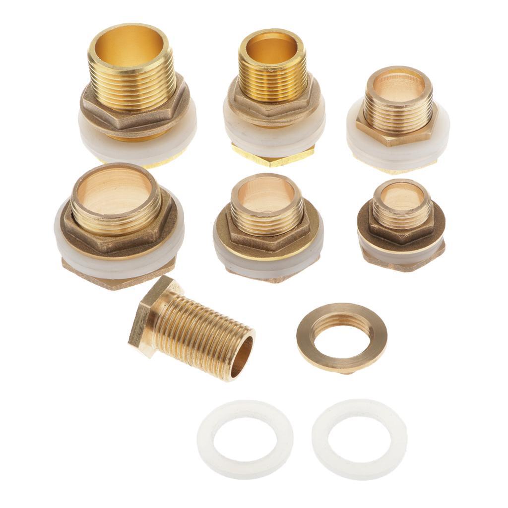 2-8pack Brass Water Tank Connector Bulkhead Fitting with Rubber Ring DN15 24mm