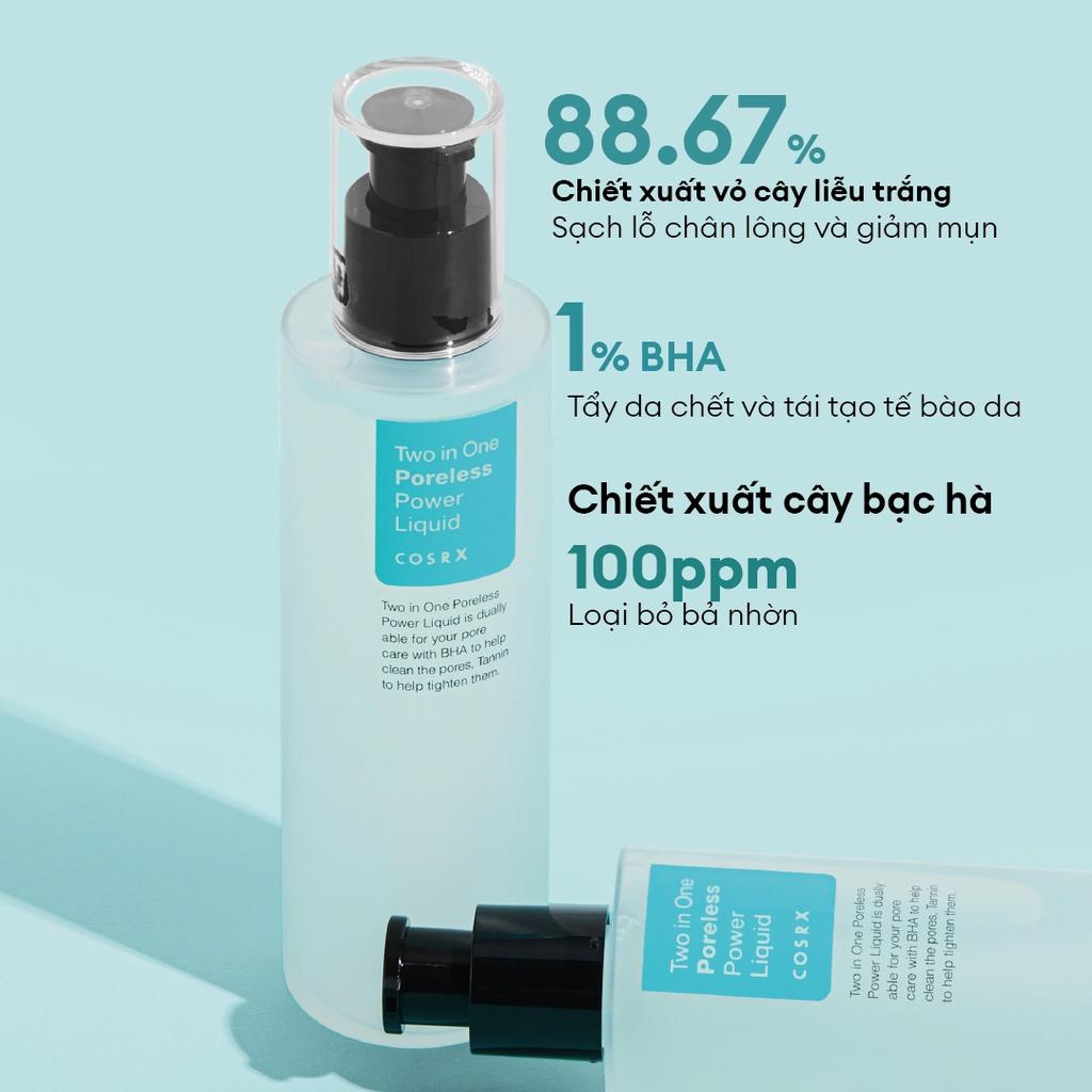 Nước Hoa Hồng Và Dưỡng Chất Cân Bằng Da, Se Khít Lỗ Chân Lông COSRX Two in One Poreless Power Liquid 100ml