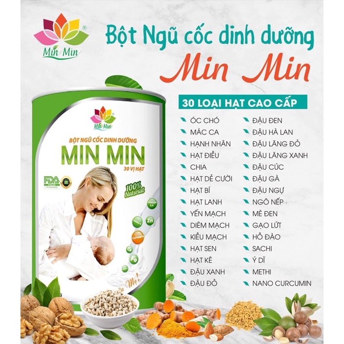 NGŨ CỐC LỢI SỮA MIN MIN 30 VỊ HẠT