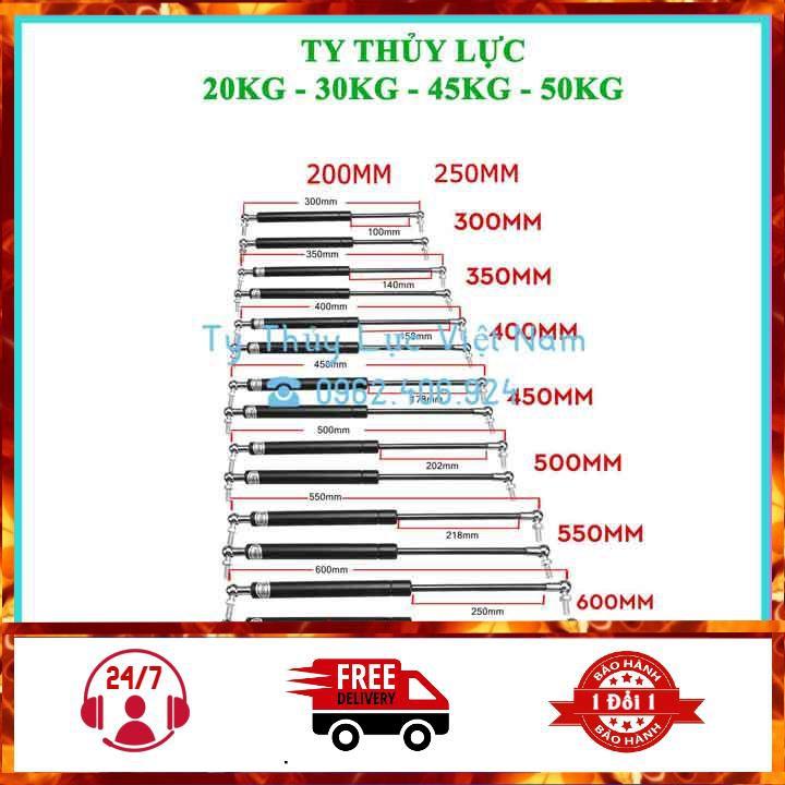 Ty cốp, ty capo ô tô chịu tải 450N chiều dài từ 20-80cm