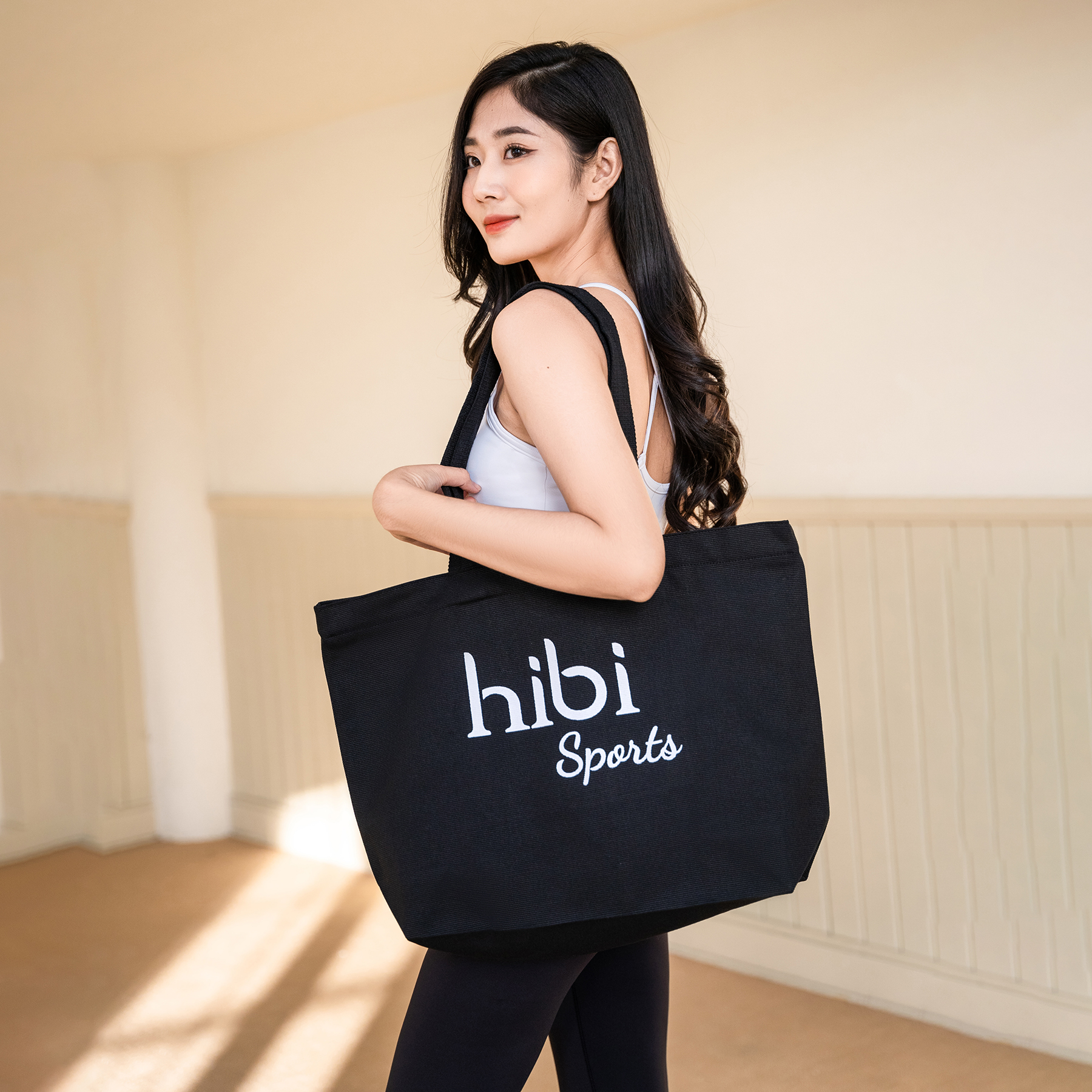 Túi tote đựng đồ tập thời trang nam nữ Hibi Sports A004, chất liệu Canvas cao cấp, có khóa kéo và túi trong