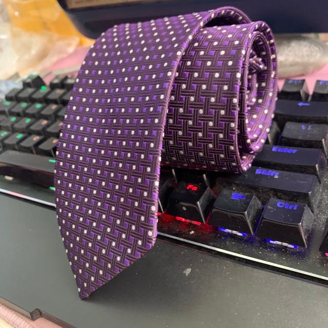 Cavat nam bản 8cm tím chấm trắng GiangPKC