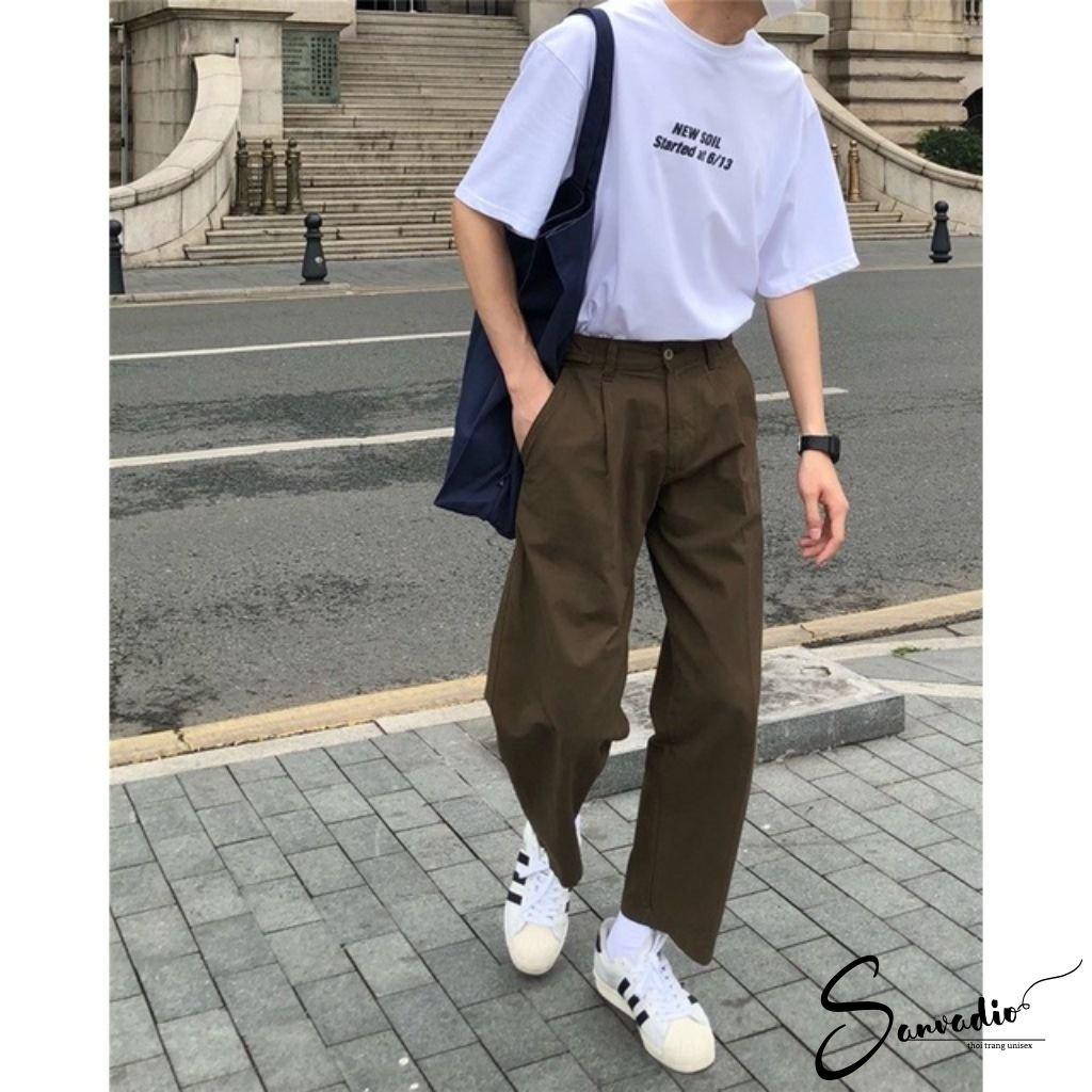 Quần Kaki Nam SANVADIO quần nam ống rộng UNISEX quần baggy nam cao cấp thời trang Hàn Quốc