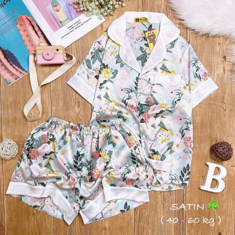 Đồ bộ mặc nhà dễ thương Satin quần đùi