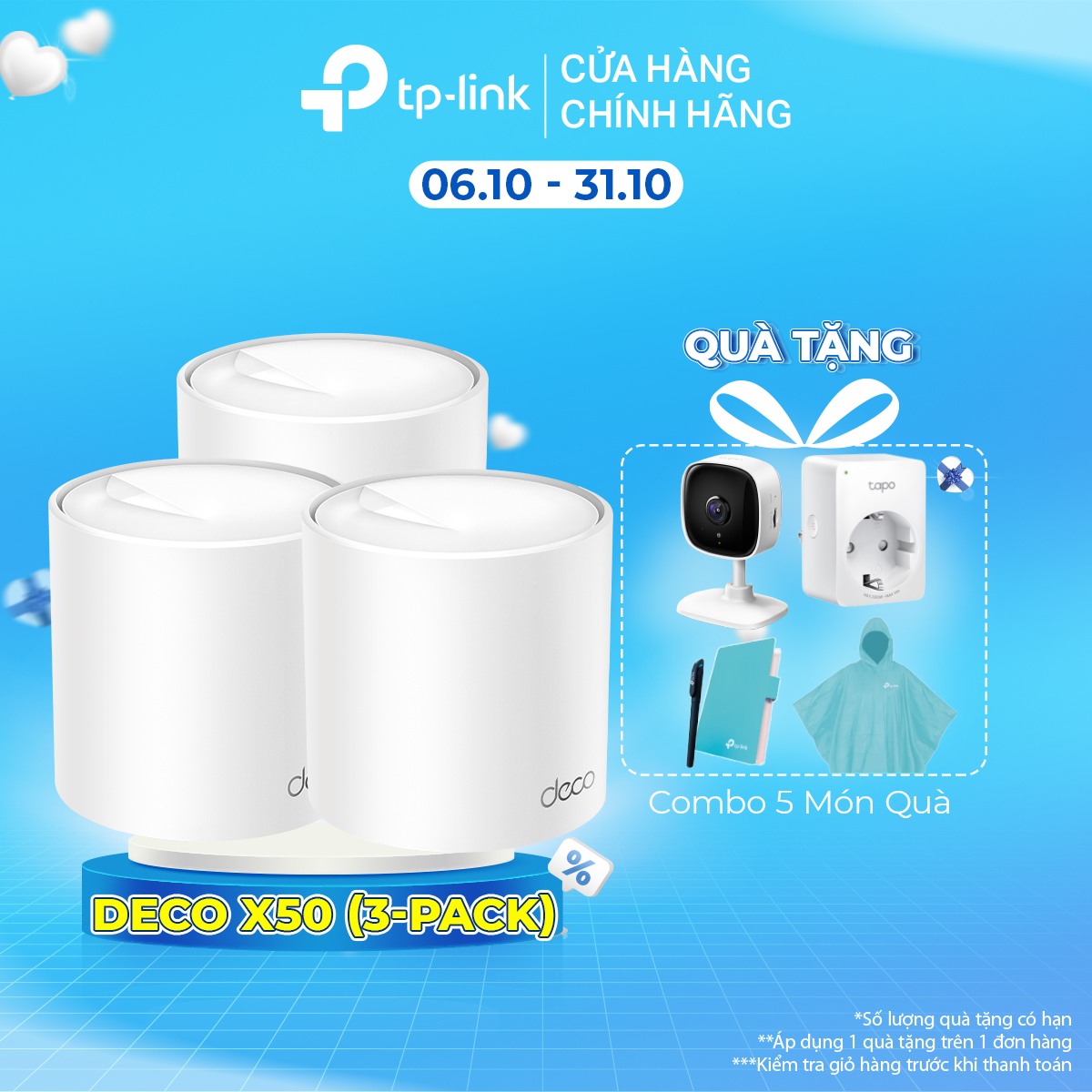 Bộ Phát Wifi Mesh TP-Link Deco X50 Chuẩn WiFi 6 AX3000 - Hàng Chính Hãng