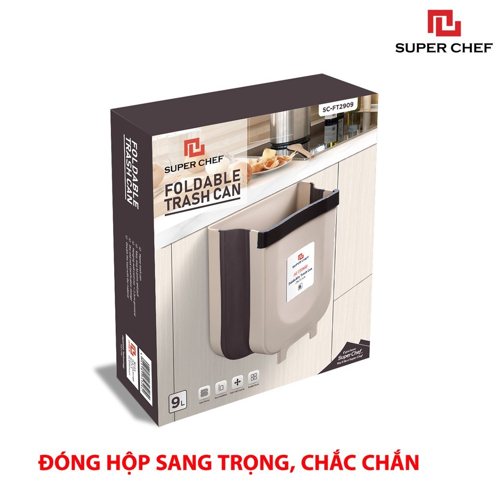 Thùng Rác Thông Minh Treo Tủ Bếp Size Lớn 9 lít Có Thể Gấp Gọn Siêu Tiện Lợi, Dễ Dàng Sử Dụng Trên Cả Xe Hơi, Phòng Khách, Ngủ,... Bằng Nhựa PP Siêu Bền Bỉ, Cứng Cáp