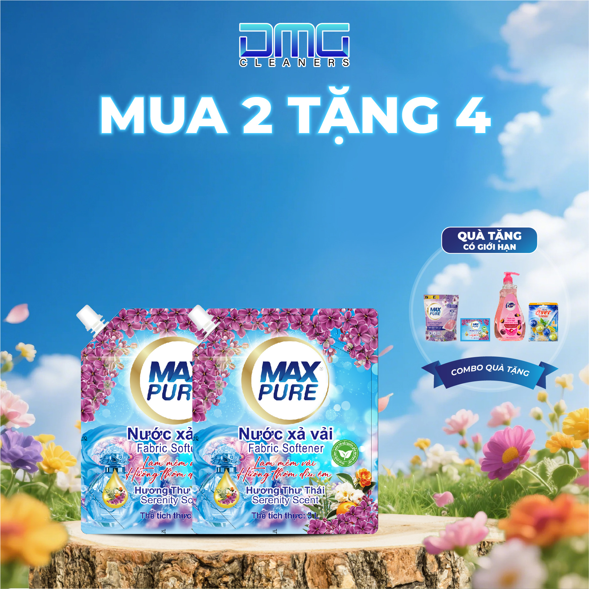 Combo Quà Tặng: Mua 2 Túi Nước Xả Hương Coco Tặng : 1 Túi Viên Giặt Hoa Cỏ Ngọt Ngào 20 Viên + 1 Dây Nước Xả Hương Thư Thái + 1 Chai Nước Rửa Chén 1L Hương Chanh Dây + 1 Vỉ ViênTreo Bồn Cầu Hương Chanh