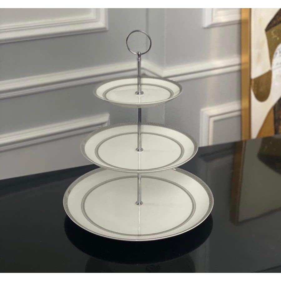 Kệ Bánh Sứ Xương Hoàng Gia Viền Bạc Imperial, Phong Cách Châu Âu, Nhập Đức