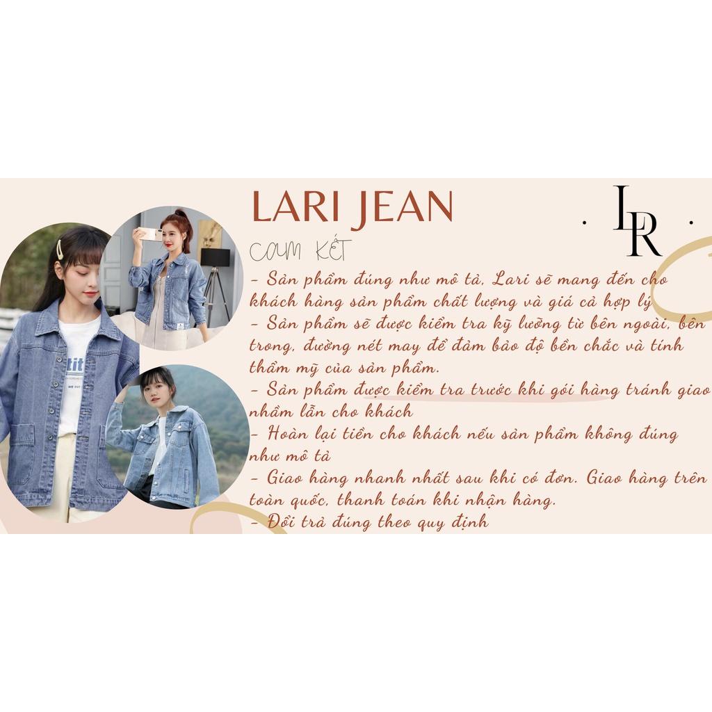 Áo khoác jean nữ croptop trơn màu xanh nhạt, áo khoác bò form ngắn túi đôi cá tính, sexy, cute - LARI JEAN