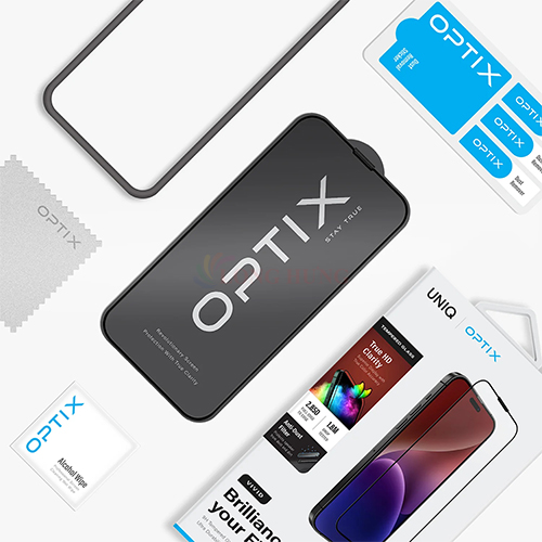 Dán màn hình cường lực Full viền chống bụi tĩnh điện Uniq Optix Clear Glass dành cho iP 15 Pro Max UNIQ-IP6.7P(2023) - Hàng chính hãng