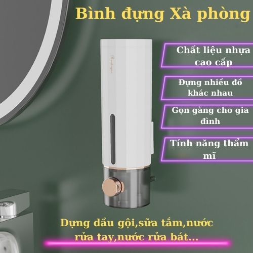 Bình Đựng Nước Rửa Tay Hộp Đựng Gel Tắm Dầu Gội Gắn Tường Cho Phòng Tắm Nhà Vệ Sinh,Khách Sạn 450ml