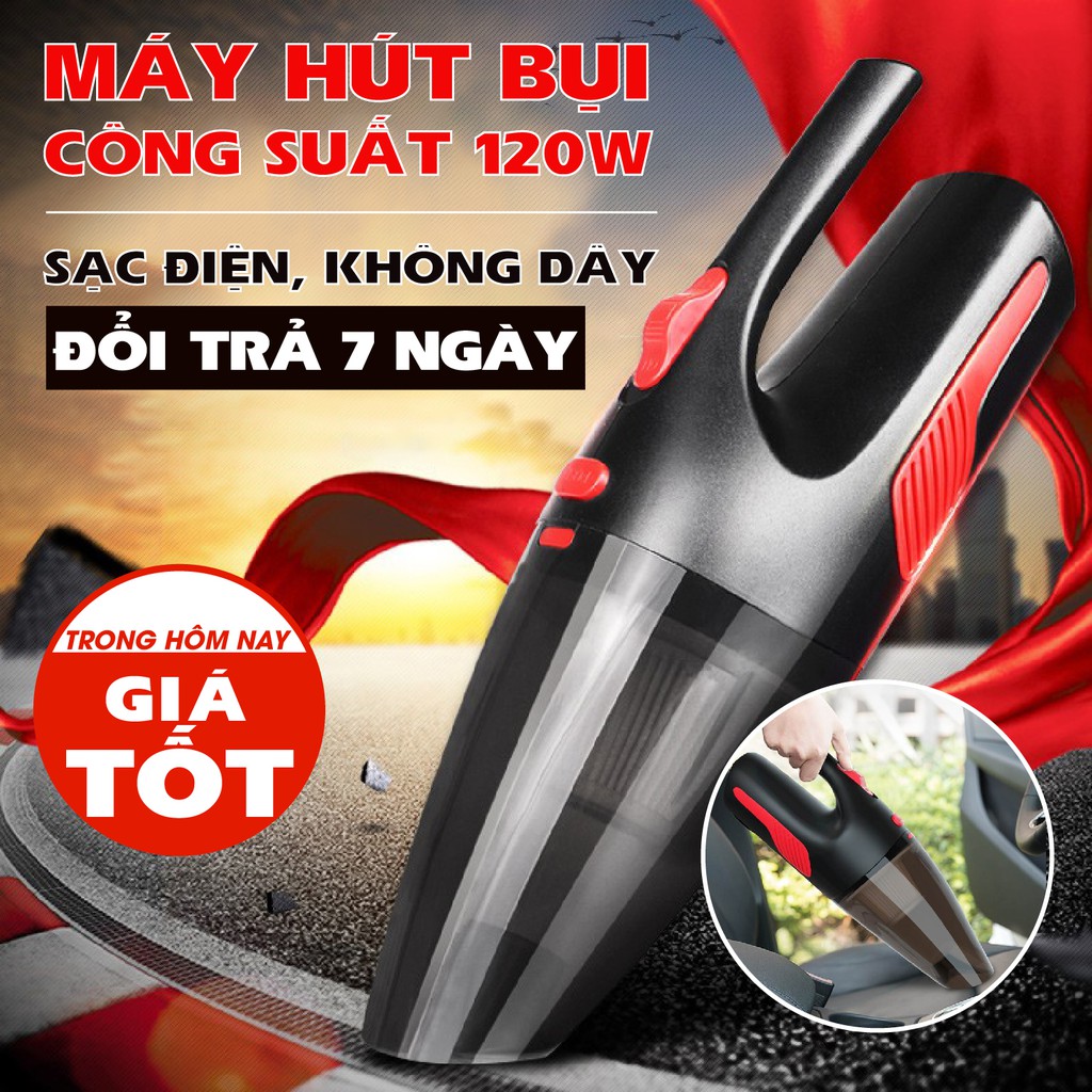 Máy Hút Bụi Ô Tô Cầm Tay Mini Không Dây 120W Sử Dụng Đa Năng Trong Nhà Trên Xe Hơi